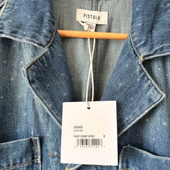 Pistola Grover Denim Jumpsuit NWT Utopia Dot Size Medium - Picture 6 of 8
